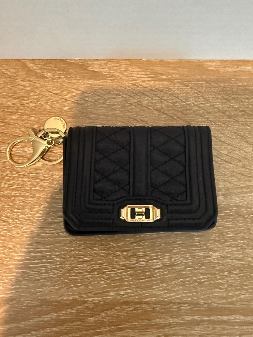 Rebecca Minkoff Wallet Black With Keychain Gold Keychain Hoop